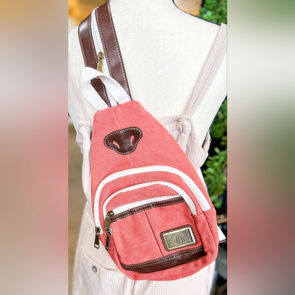 Triple Tree Canvas Sling Backpack